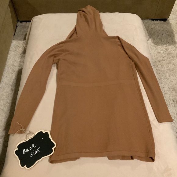 Cyrus Tan M open front hooded cardigan w/ front pockets Classic Minimalist - Picture 7 of 7